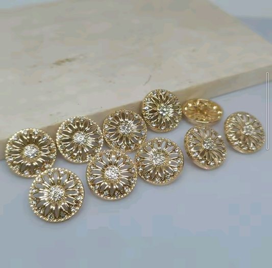 Rhinestone knappar Guld blomma