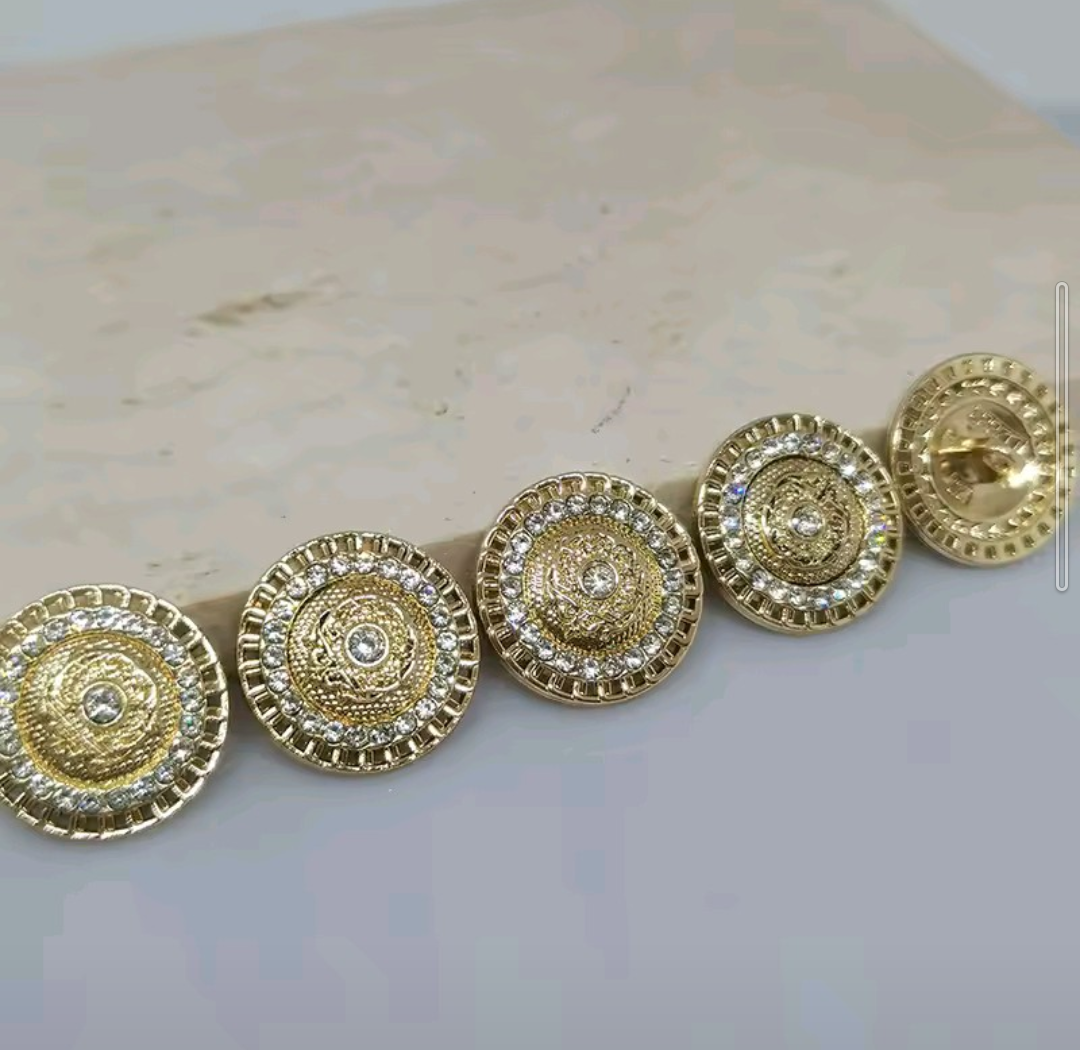 Rhinestone knappar Guld